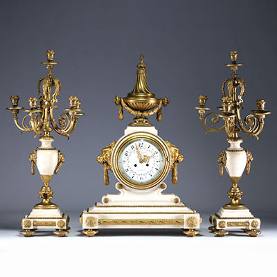 Imposing ormolu and marble mantel set 