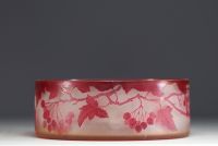 Émile GALLÉ (1846-1904) Acid-etched multi-layered glass bowl decorated with a rowan tree, signed.