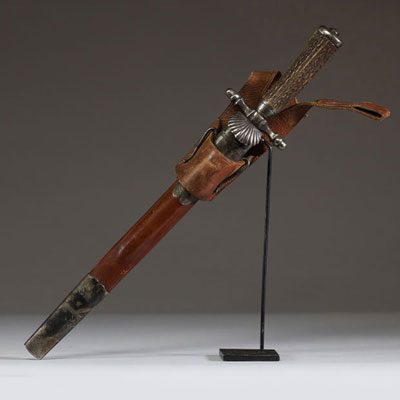 Dague de chasse, vénerie, poignée en bois de cerf, XIXème.