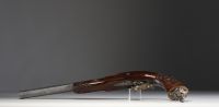 Magnificent ‘Anton Vinzenz Lebeda’ Prague pistol, carved stock, damascened octagonal barrel, gold inlay on locks and hammer, signed.