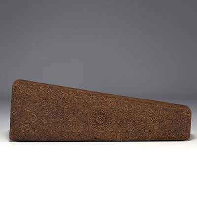 Indonesia - Richly carved wooden fan box with floral decoration.