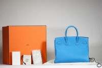 Hermès-Birkin 35 bag in taurillon Clémence Bleu Zanzibar 2017.new never worn.