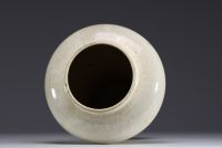 China - Meiping vase in white monochrome porcelain, mark at the base of the piece, Yuan dynasty.