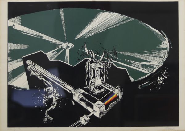 Francisco Melo (attribution) Vidéo - ép1, circa 1980 Sérigraphie en couleurs sur papier, signée en bas à droite, titrée et numérotée 16/60 en bas à gauche.