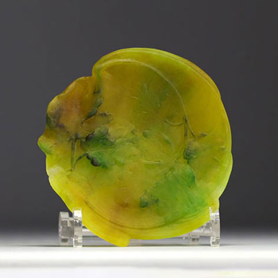 Amalric WALTER (1870-1959) & DAUM Nancy - pâte de verre bowl with leaf design, signed.