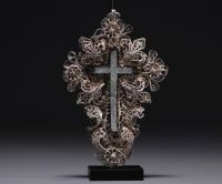 Rare Christ en croix en argent filigrané, Russie, XVIIIème.
