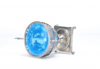 Drageoir en argent et verre intérieur bleuté.