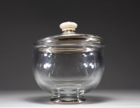 Wolfers - Blown crystal and silver biscuit box, hallmarked Wolfers, circa 1930.