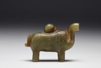 China - Very rare and exceptional celadon jade elephant, SHANG dynasty.