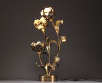 Maison Jansen - Imposant lampadaire floral en laiton patiné, vers 1970.
