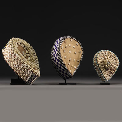 Set of 3 Kuba headdresses - Rep.Dem.Congo