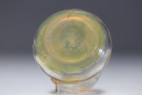 Ludwig MOSER Karlsbad (1833-1916) - Glass vase with applications of floral motifs, signed below the piece.