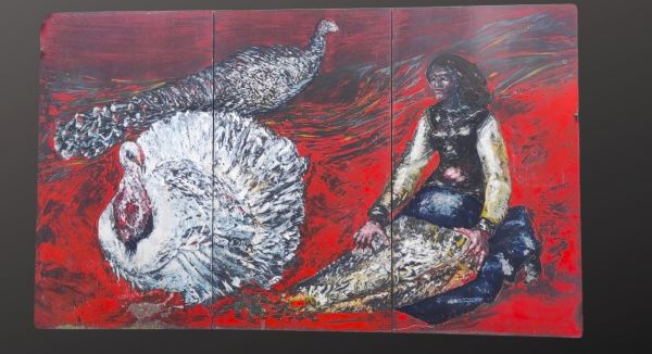 Edmond DUBRUNFAUT (1920-2007) - Grand triptyque émaillé sur acier (Œuvre unique)