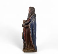Saint Matthieu et l’ange – Pierre sculpté, polychromé et doré – XVIIIe siècle École espagnole ou italienne (attribuée)
