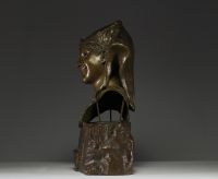 Louis HOTTOT (1834-1905) ‘L'Egyptienne’ Green patina bronze proof, signed.