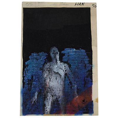 Henri Lievens (1920–2000) – Gouache originale Projet de couverture pour Mémoires de l’ombre – Cent vingt récits brefs Marcel Béalu – Marabout Fantastique n°402, 1972 Œuvre originale unique – Illustration préparatoire pour une couverture effectivement publiée  Artiste : Henri Lievens (1920–2000) Titre : Mémoires de l’ombre Auteur : Marcel Béalu Éditeur : Bibliothèque Marabout – Collection Fantastiq