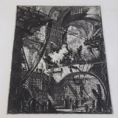 Eau-forte de Piranèse, Piranesi Giovanni Battista dit (1720-1778) Papier épais signé Épreuve sur vélin.