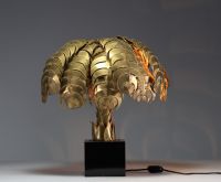 Ateliers Christian Téchoueyres pour Maison Jansen - Lampes palmier en laiton massif, vers 1970.