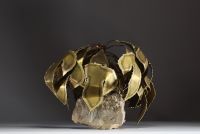 Daniel DHAESELEER (XX-XXI) ‘Plant’ Sculpture in brass, copper and stone, signed.