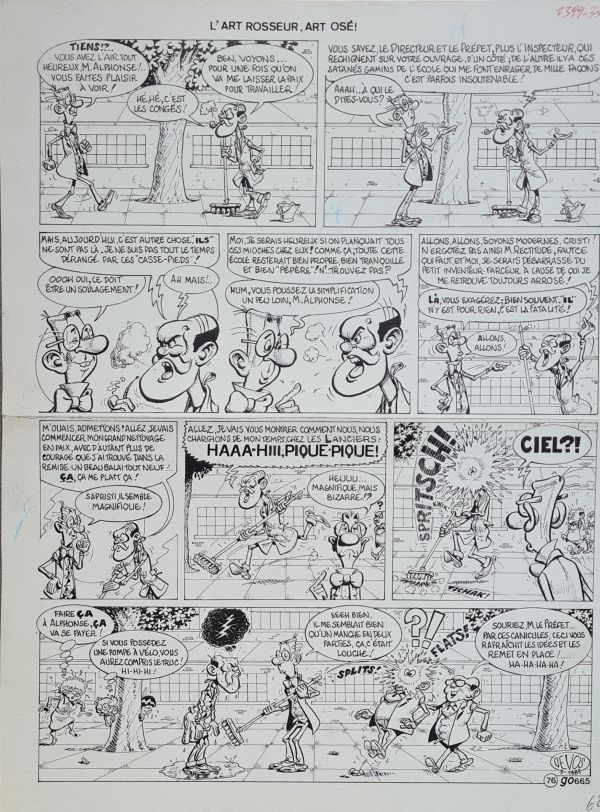 Jacques DEVOS (1924-1992) ‘Génial Olivier’ Cartoon, gag 76 from the journal Spirou, 41 x 32 cm