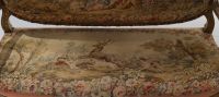 Important set of carved and gilded wood salon furniture, fine Aubusson tapestry including a sofa and a suite of four bergère armchairs, 19th century.
