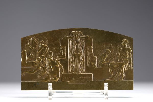 Leonardo BISTOLFI (1859-1933) Bronze bas-relief commemorating Cesare Lombroso at the Milan 1906 Exhibition.