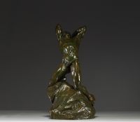 Alfredo PINA (1883-1966) - ‘The Tormented Man’ Green patina bronze print, signed.
