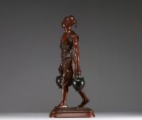 Jean Didier DEBUT (1824-1893) ‘Le porteur d'eau tunisien’ Bronze with brown patina, signed.