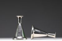 Pair of solid silver candlesticks, Norway, signed.