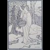 Gisbert Combaz (1869–1941), Projet d’affiche pour le Salon annuel de La Libre Esthétique, 1901, au Musée Moderne, dessin original à l’encre de Chine et crayon sur papier marouflé sur toile.  Cette œuvre exceptionnelle est un projet préparatoire de Gisbert Combaz pour l’affiche du Salon de La Libre Esthétique de 1901. Elle incarne avec éclat l’esthétique art nouveau à tendance japonisante qui carac