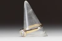 18k yellow gold ring, HSI2 round brilliant-cut diamond weighing +/- 0.75 ct, metric 63 finger, certificate.