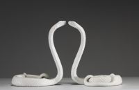 Tommaso BARBI (XX) - Pair of cobras in glazed ceramic, circa 1970.