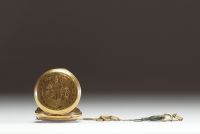 Pateck Genève - Pocket watch in 18k yellow gold, 10-jewel cylinder, brass inner cover, total weight 78gr.