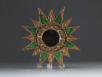 Irena JAWORSKA (1925-2021) pupil of Line Vautrin - Sun mirror in talosel and lead, circa 1960-1970.