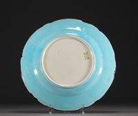 Longwy - Grande assiette en faïence et émaux à décor de faisans, XIXème