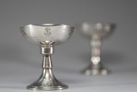Paire de coupes sur pied en argent massif, poinçon de l'ancien Empire Austro-Hongrois, vers 1900-1910.