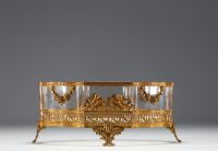Gilt bronze and chased planter with Putti decoration, glass bowl, 19th century.
