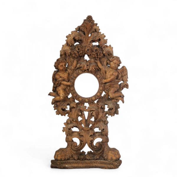 Important porte-reliquaire en bois sculpté Travail probablement italien, XVIIIe siècle