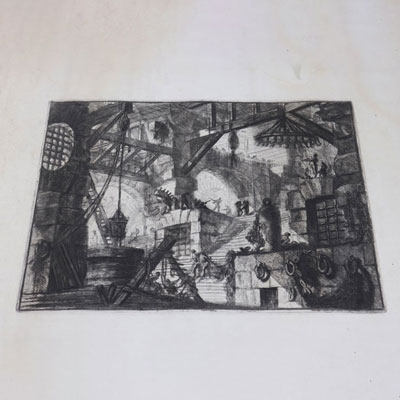 Eau-forte de Piranèse, Piranesi Giovanni Battista dit (1720-1778) Papier épais signé Épreuve sur vélin.