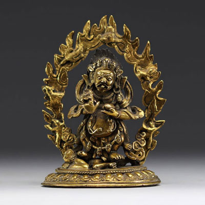 China - Tibet - An 18th century ormolu Mahakala figure.