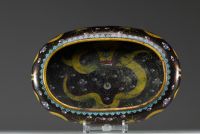 China - Large cloisonné enamel brushwork with dragon decoration, Qing dynasty circa 1900.