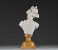 Polydor COMEIN (1848-1907) ‘Soubrette’ Bisque bust on marble and bronze base.