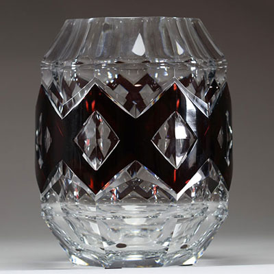 Val Saint Lambert - Grand vase Art Déco en cristal doublé, modèle Tripoli.
