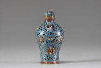 Flacon tabatière en émail cloisonné à décor floral, Chine, marque Qianlong