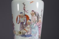 China - Famille rose porcelain vase decorated with magi and poem.