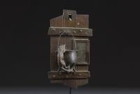 Série de quatre pyrogènes en zinc et régule à décor animalier et d'insectes, XIX-XXème.