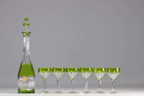 Val Saint Lambert - Carafe et six verres en cristal.