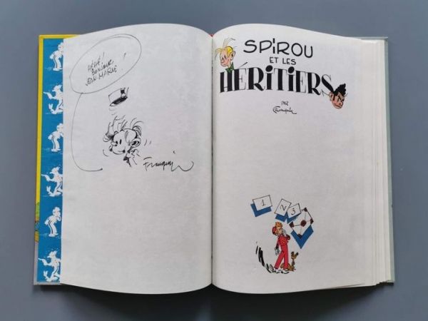 André FRANQUIN (1924-1997) Dedication in Indian ink in the album ‘Spirou et les Héritiers’ approx. 15 x 20 cm
