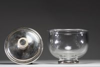 Wolfers - Blown crystal and silver biscuit box, hallmarked Wolfers, circa 1930.