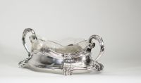 Grande jardinière en argent massif et cristal – Allemagne, début XXe siècle Orfèvre WTB – Poinçon 800 avec couronne